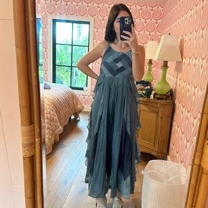 NWOT Free People blue patchwork maxi dress